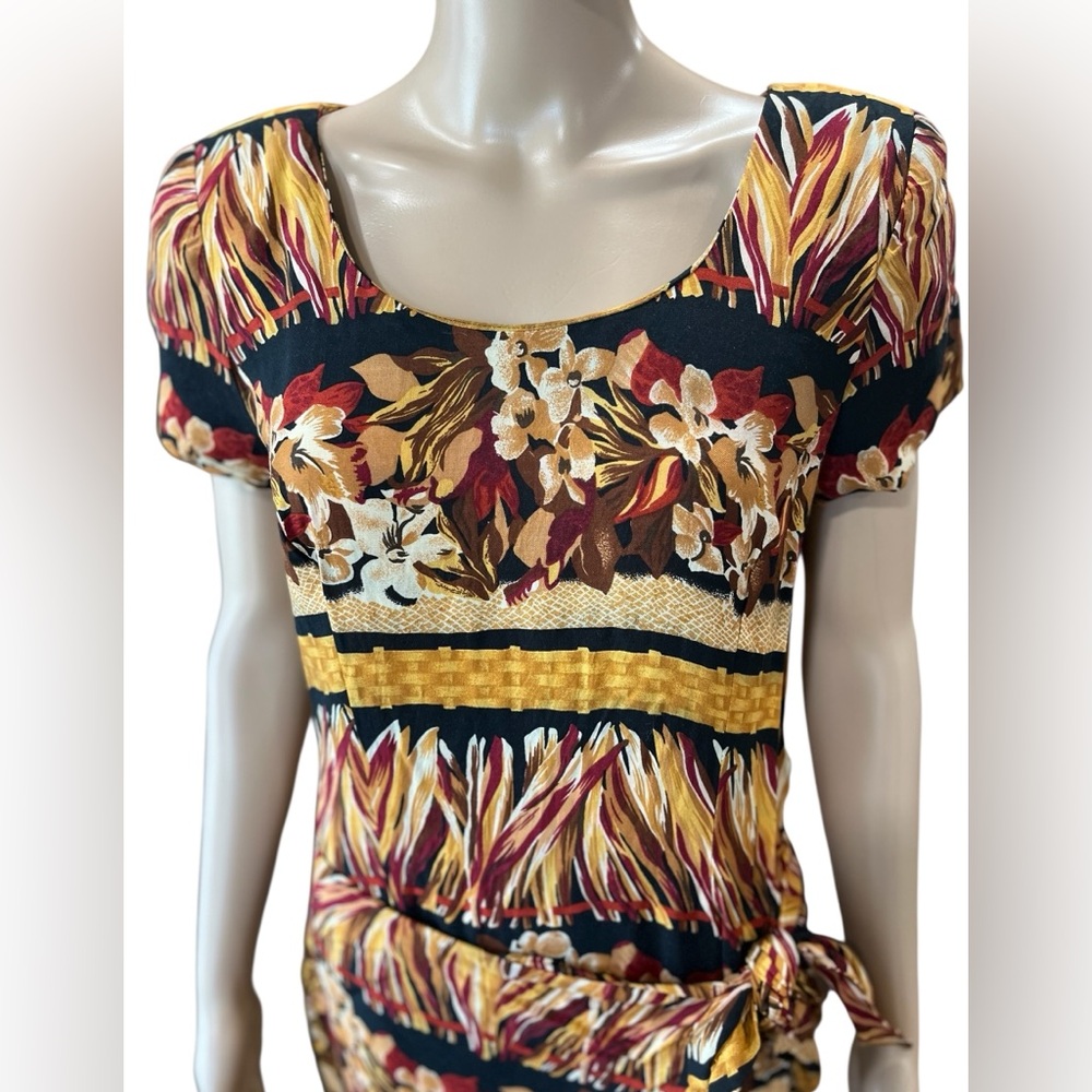 Maximalist ethnic Jessica Howard tropical beachy Print vintage Sarong Dress-10 - Picture 3 of 9